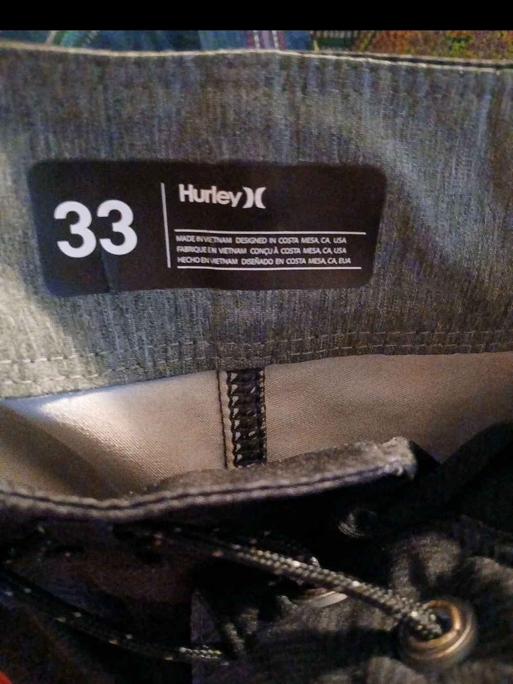 Hurley Men's Black Swim Trunks with Rainbow Stripe Y2K  Sz 33